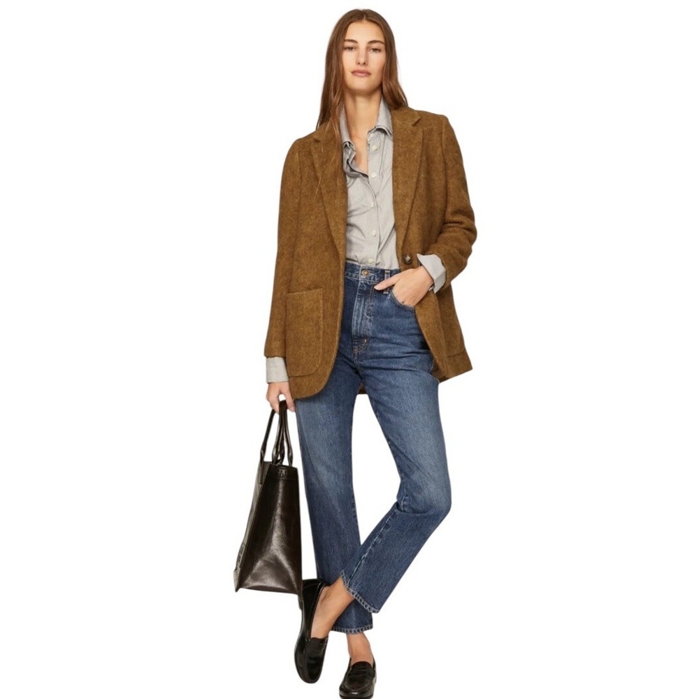 Madewell Boucle Larsen Blazer XS Toffee Brown Wool Alpaca Blend‎ Single Breasted